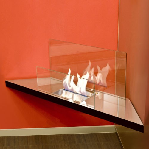 Radius Kamin CORNER FLAME hochglanz Glas, transparent