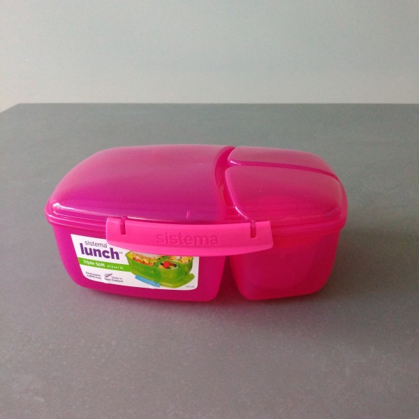 Große Lunchbox Triple Split mit Joghurt Behälter, pink