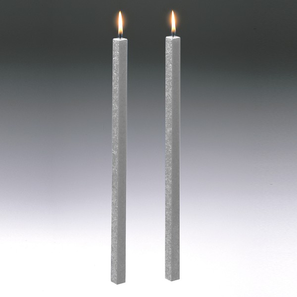 Amabiente Kerze CLASSIC silbergrau 40cm - 2er Set