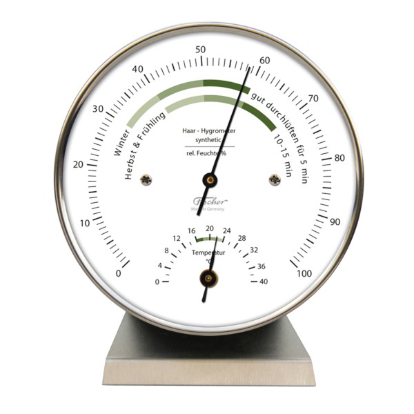 Wohnklima Thermo- Hygrometer, Edelstahlsockel