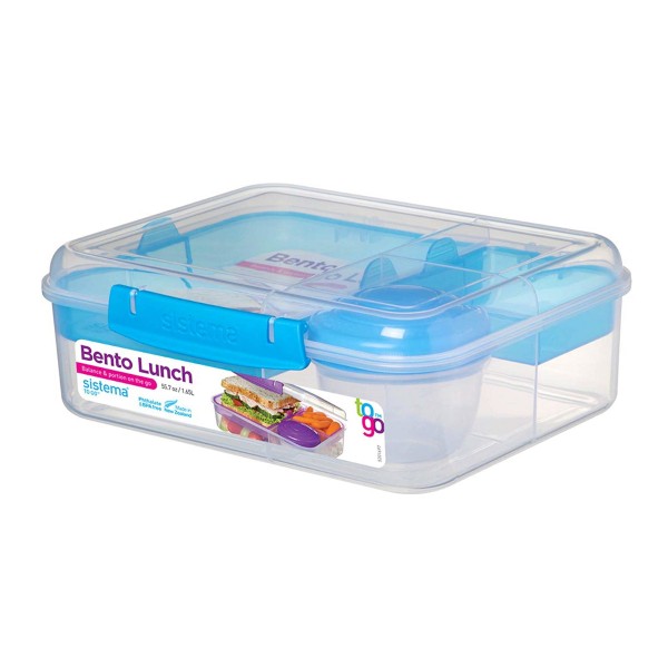 Bento Lunchbox To Go, unterteilt, transparent-blau